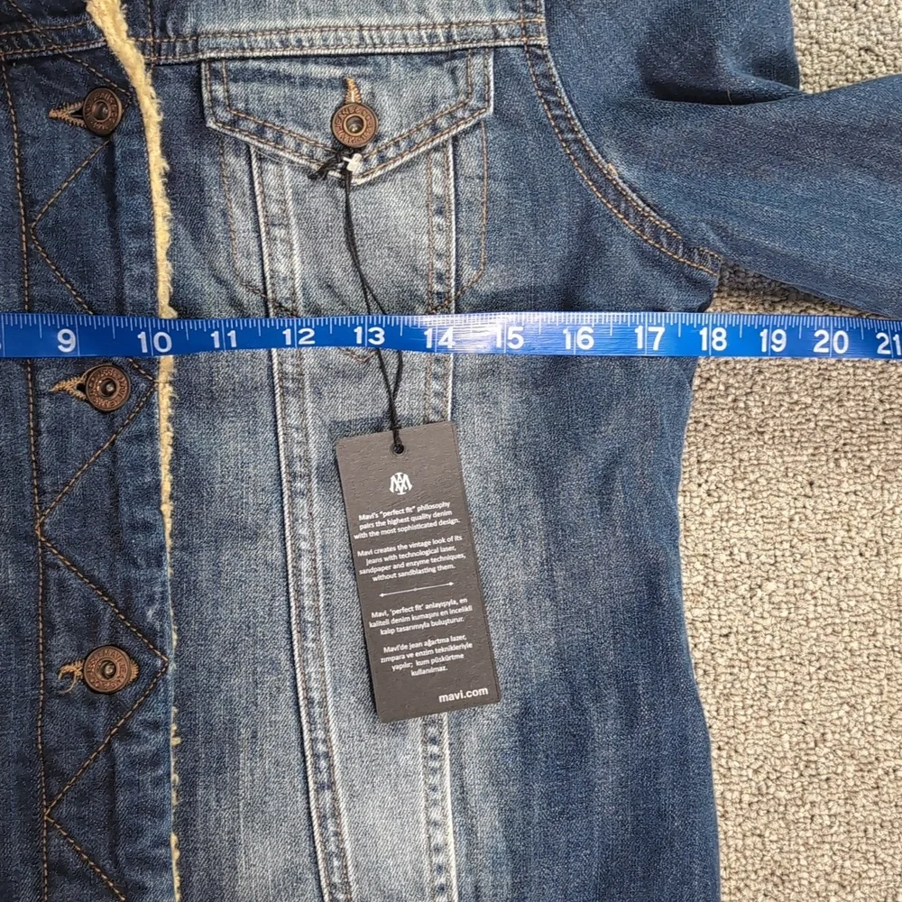 NWT Mavi Kaira Sherpa Lined Denim Trucker Jacket Size Small - Picture 12 of 13